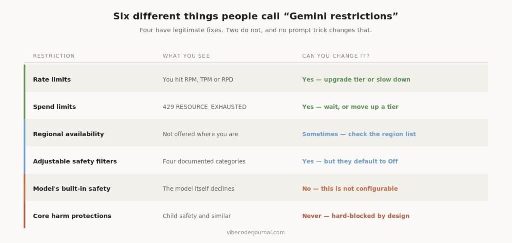 Six kinds of restriction and whether each can be changed.