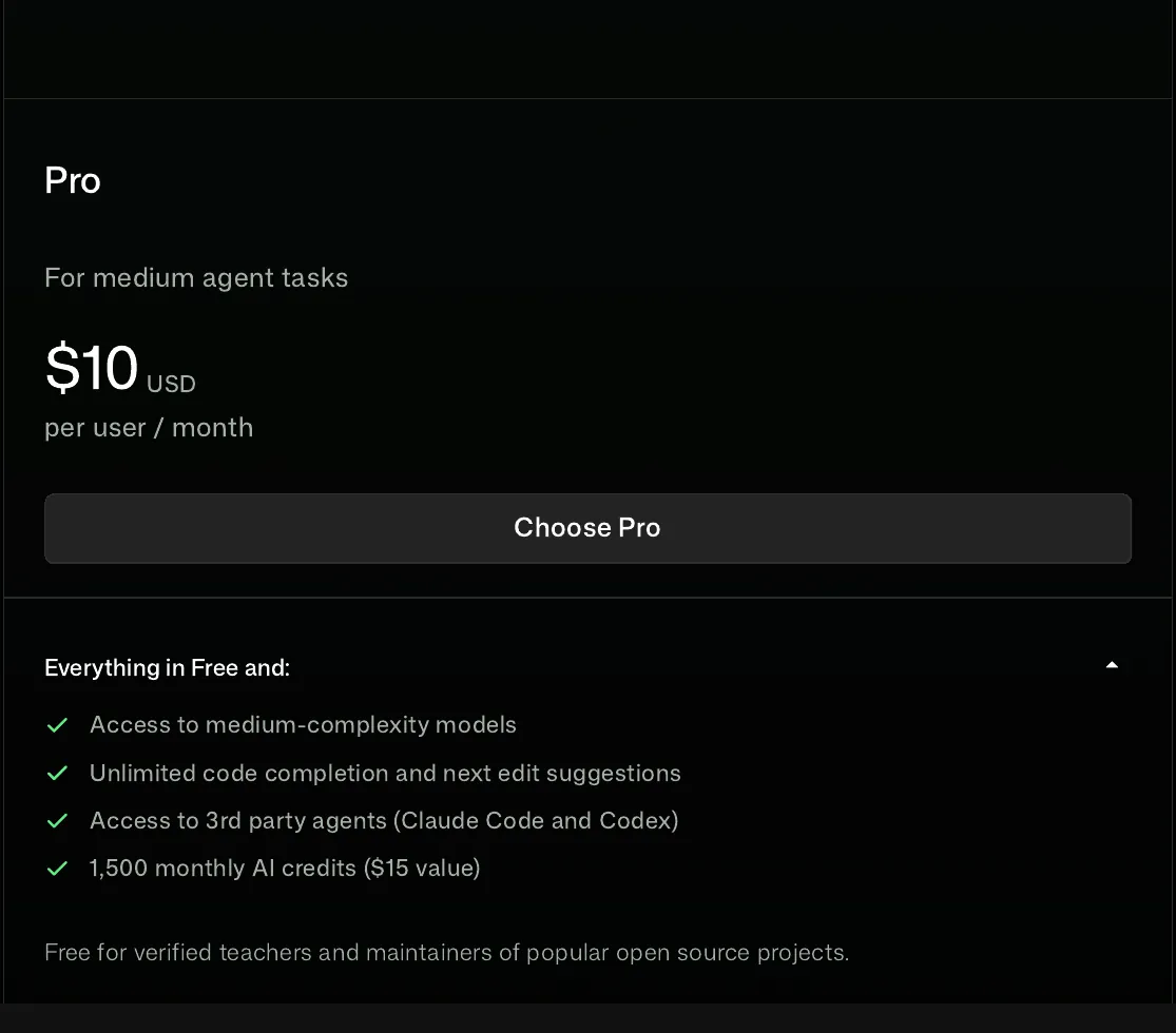 GitHub Copilot plans page showing Free, Student, Pro, Pro+ and other tiers