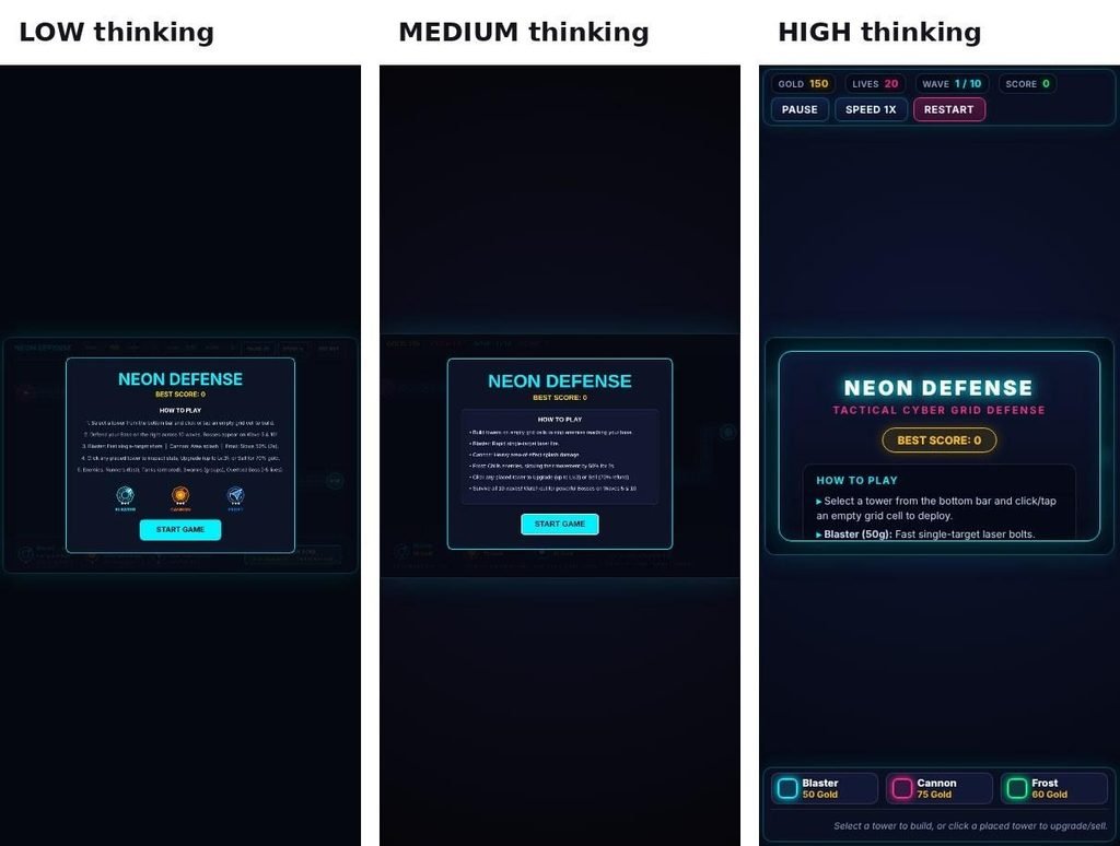 All three games’ start screens on a 390px-wide phone screen